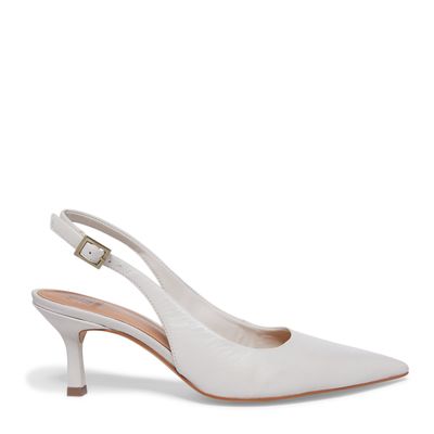 Scarpin Slingback Couro Creme