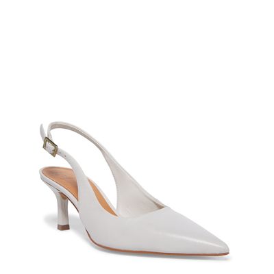 Scarpin Slingback Couro Creme