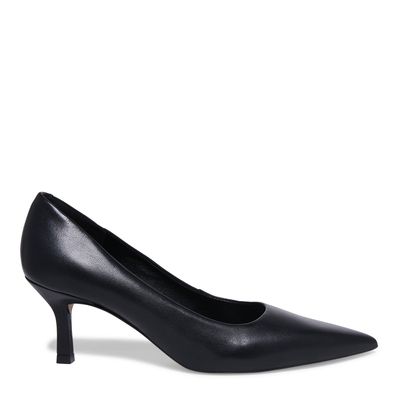 Scarpin Couro Preto Bico Fino