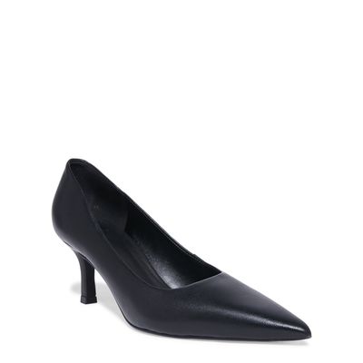 Scarpin Couro Preto Bico Fino