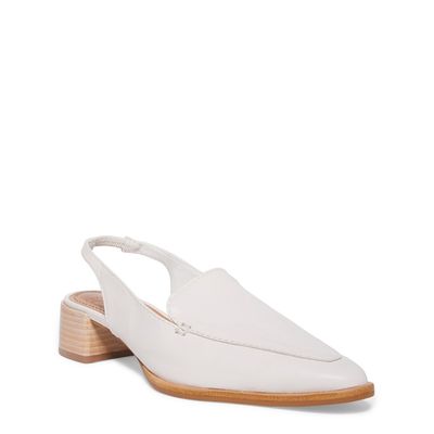 Scarpin Slingback Couro Creme Salto Bloco Baixo