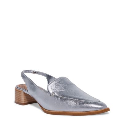 Scarpin Slingback Couro Prata