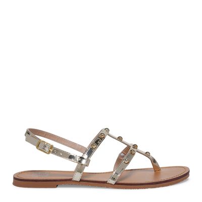 Rasteira Metalizada Champagne Tachas