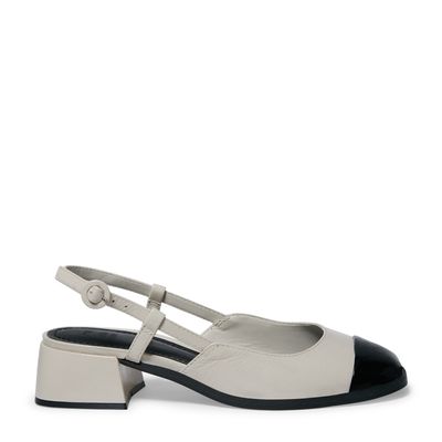 Scarpin Boneca Verniz Off White Preto