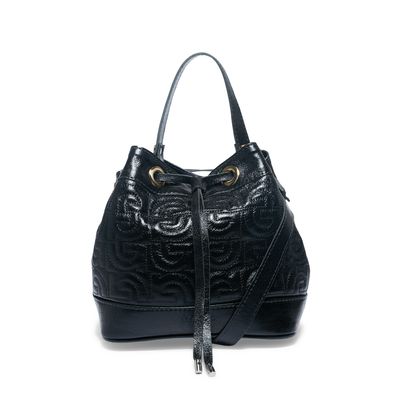 Bolsa Bucket Couro Cristal Preto