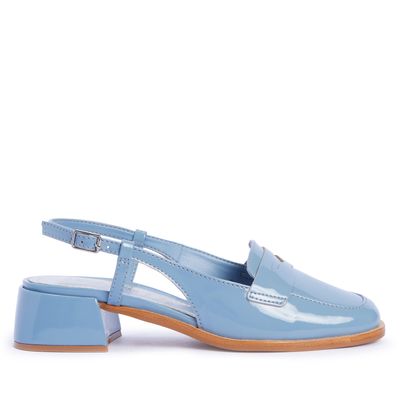 Scarpin Slingback Azul Salto Baixo