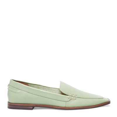 Mocassim Verde Couro Bico Quadrado