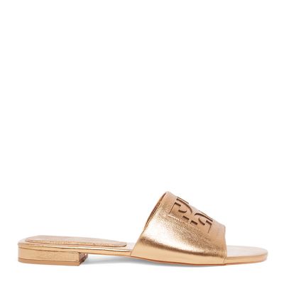 Rasteira slide bronze couro metalizado