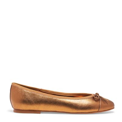 Sapatilha bico redondo metalizada bronze