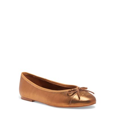Sapatilha bico redondo metalizada bronze