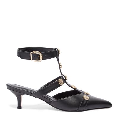 Scarpin bico fino couro preto