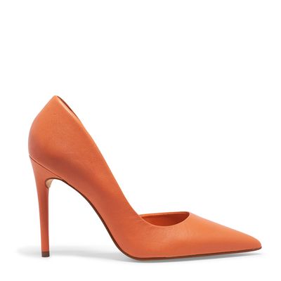 Scarpin Laranja Couro Salto Alto