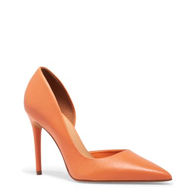 Scarpin Laranja Couro Salto Alto