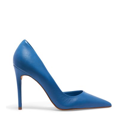 Scarpin Azul Couro Salto Fino
