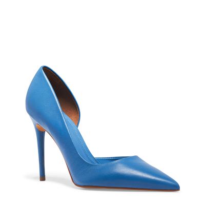 Scarpin Azul Couro Salto Fino