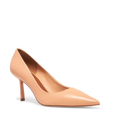 Scarpin Couro Bege Bico Fino