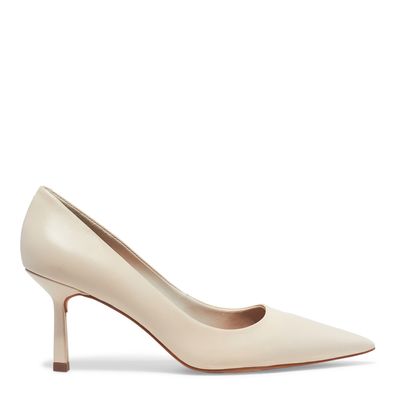 Scarpin Couro Off White Bico Fino