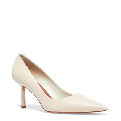 Scarpin Couro Off White Bico Fino