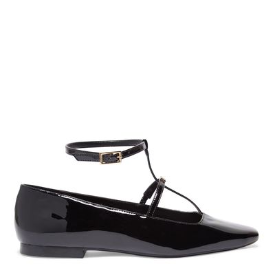 Sapatilha Boneca Bico Quadrado Verniz Preto