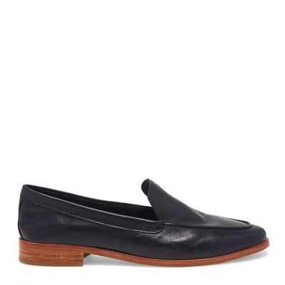 Mocassim Liso Couro Preto Bico Redondo