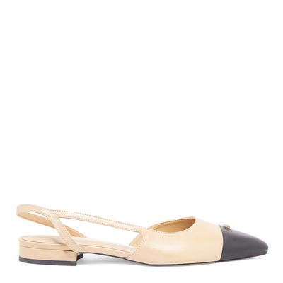 Sapatilha Slingback Couro Bege
