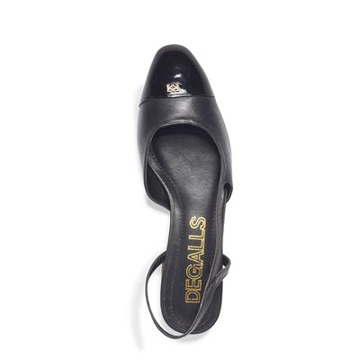 Sapatilha Slingback Couro Preto Verniz