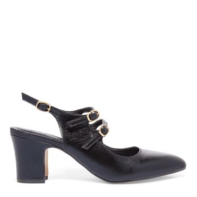 Scarpin Slingback Couro Preto