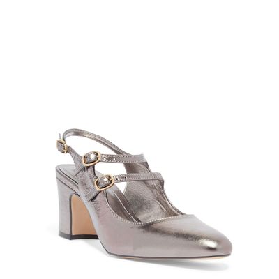 Scarpin Slingback Cinza Metalizado
