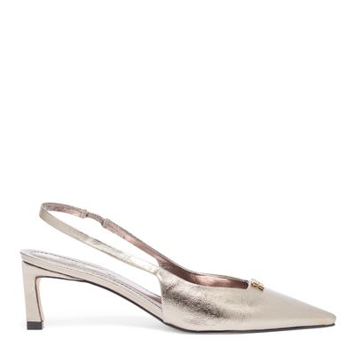 Scarpin slingback metalizado onix