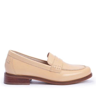 Mocassim Bico Redondo Couro Natural
