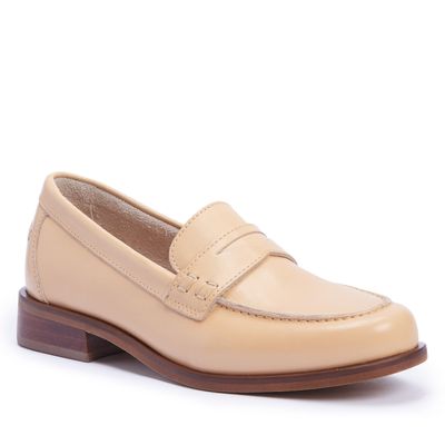 Mocassim Bico Redondo Couro Natural