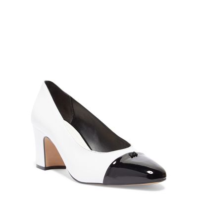 Scarpin Cap Toe Verniz Branco