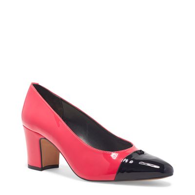 Scarpin Cap Toe Verniz Rosa Magenta