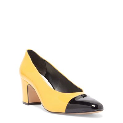 Scarpin Cap Toe Verniz Amarelo