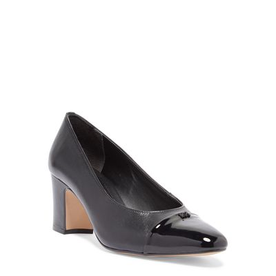 Scarpin Cap Toe Couro Preto Verniz