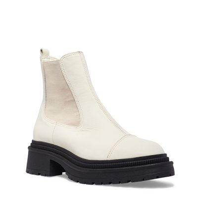 Bota chelsea couro off white