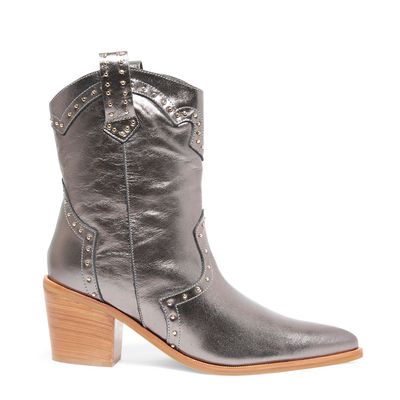 Bota Western Tachas Metalizada Chumbo