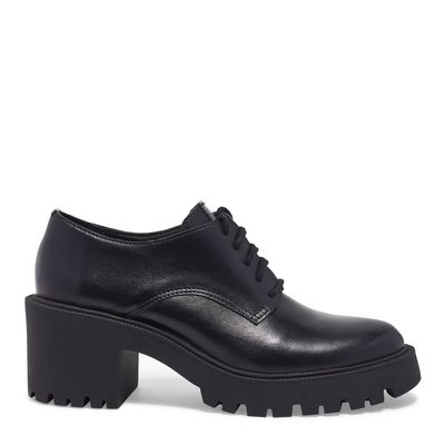 Mocassim Preto Couro Salto Médio