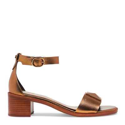 Sandália Couro Metalizado Bronze