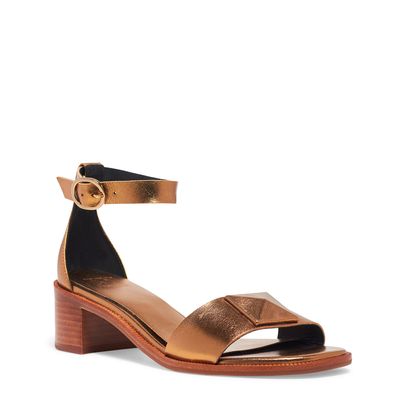 Sandália Couro Metalizado Bronze