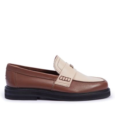 Mocassim pespontado couro Marrom