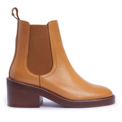 Bota chelsea couro caramelo