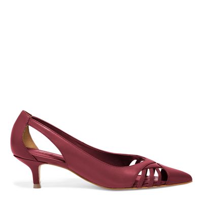 Scarpin bico fino couro magenta