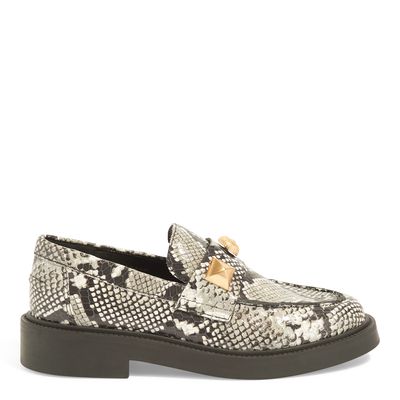 Mocassim Couro Animal Print Python Metais