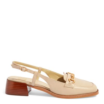 Scarpin Slingback Couro Bege Bridão