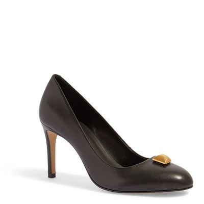 Scarpin Bico Redondo Couro Preto