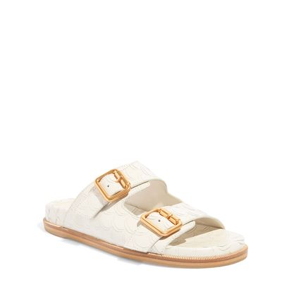 Papete Tiras Couro Escama Off White
