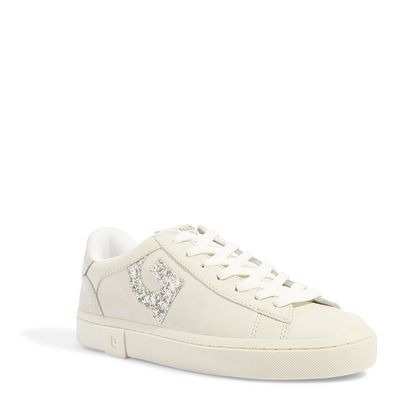 Tênis Couro Off White Seta Glitter