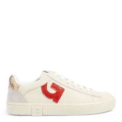 Tênis Couro Off White Seta Escama Vermelha