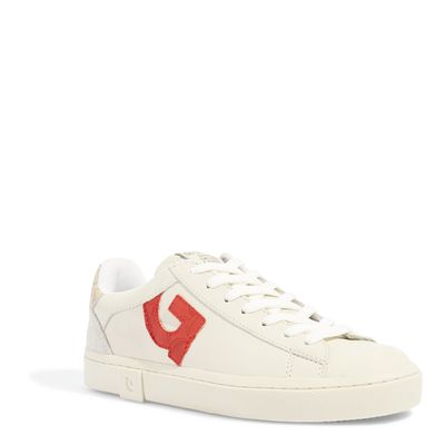 Tênis Couro Off White Seta Escama Vermelha